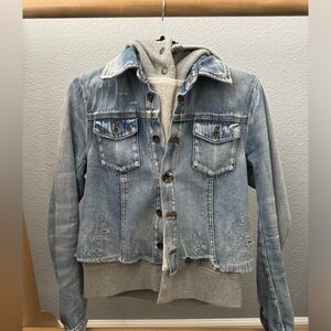 Free People Denim Jacket with hoodie, size XS